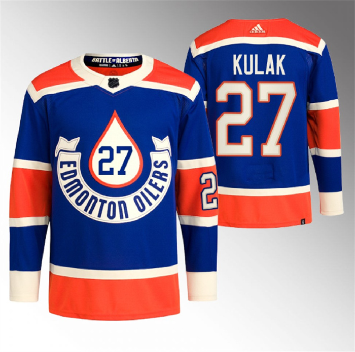 Personalized Men’s Edmonton Oilers #27 Brett Kulak 2023 Royal Heritage Classic Primegreen Stitched Jersey