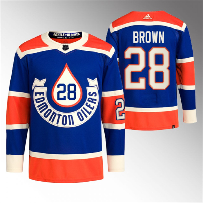 Personalized Men’s Edmonton Oilers #28 Connor Brown 2023 Royal Heritage Classic Primegreen Stitched Jersey
