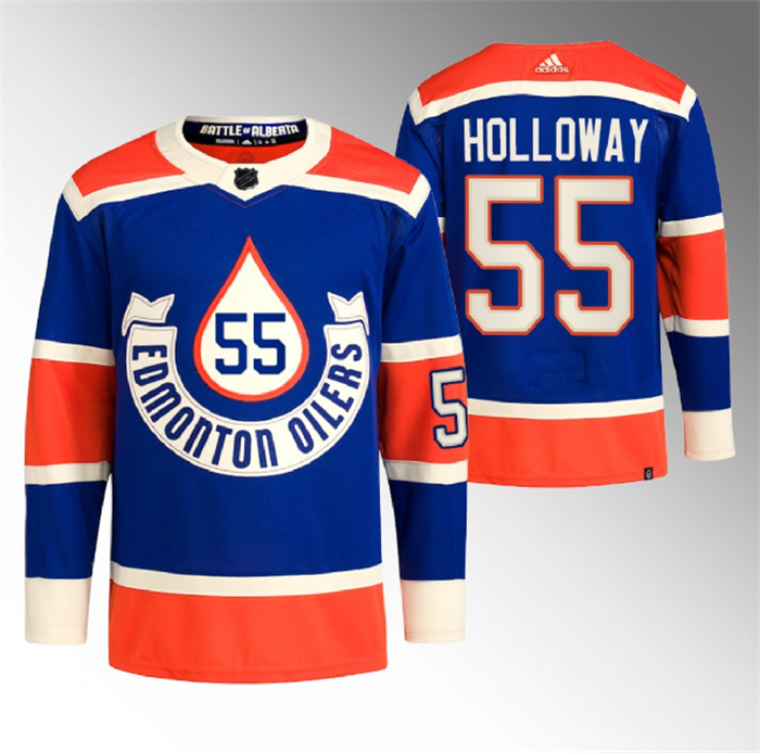 Personalized Men’s Edmonton Oilers #55 Dylan Holloway 2023 Royal Heritage Classic Primegreen Stitched Jersey