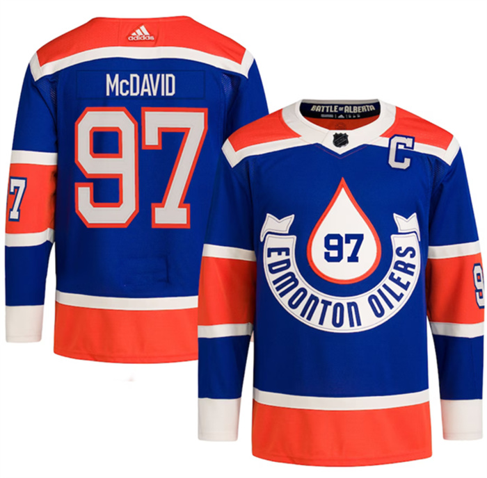 Personalized Men’s Edmonton Oilers #97 Connor McDavid 2023 Royal Heritage Classic Primegreen Stitched Jersey