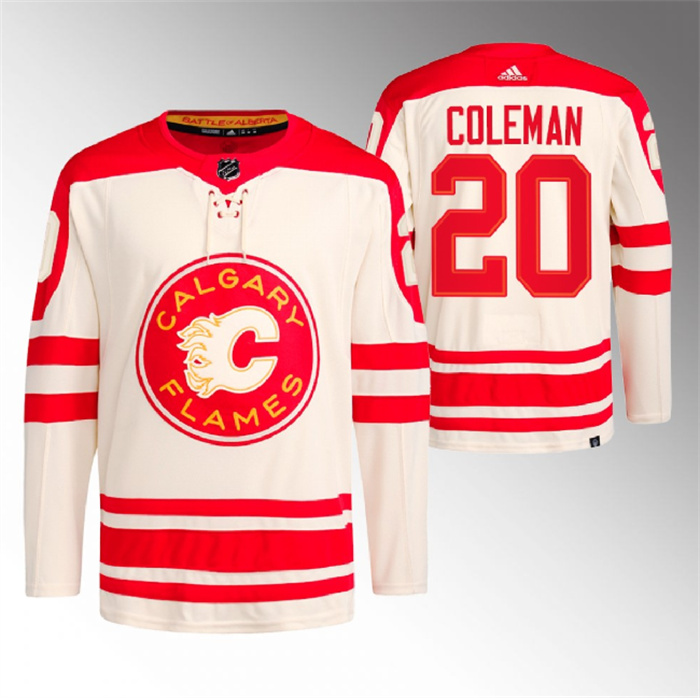 Personalized Men’s Calgary Flames #20 Blake Coleman 2023 Cream Heritage Classic Primegreen Stitched Jersey