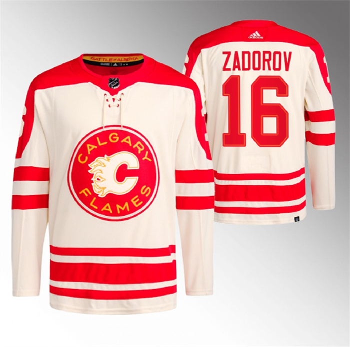 Personalized Men’s Calgary Flames #17 Nikita Zadorov 2023 Cream Heritage Classic Primegreen Stitched Jersey