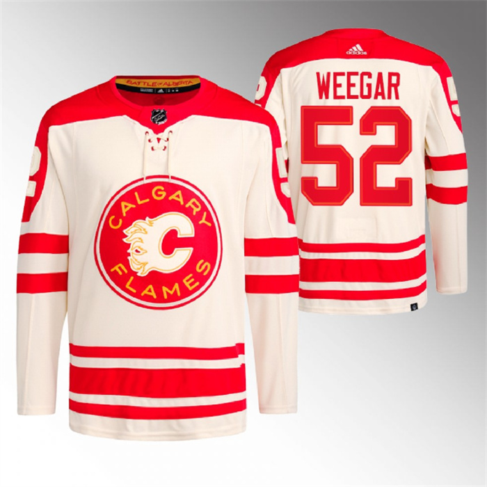 Personalized Men’s Calgary Flames #52 MacKenzie Weegar 2023 Cream Heritage Classic Primegreen Stitched Jersey