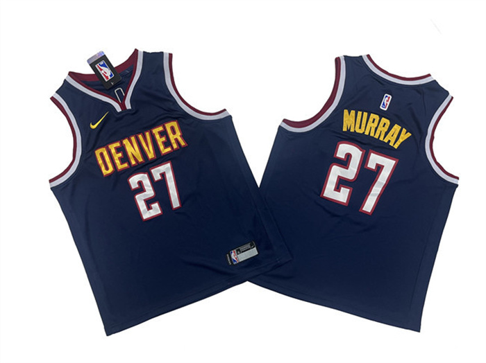 Personalized Youth Denver Nuggets #27 Jamal Murray Navy Stitched Basketball Jersey