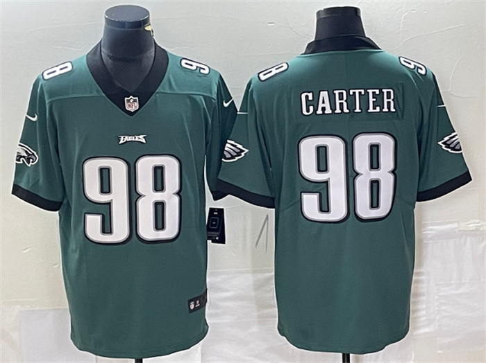 Personalized Men’s Philadelphia Eagles #98 Jalen Carter Green Limited Stitched Football Jersey