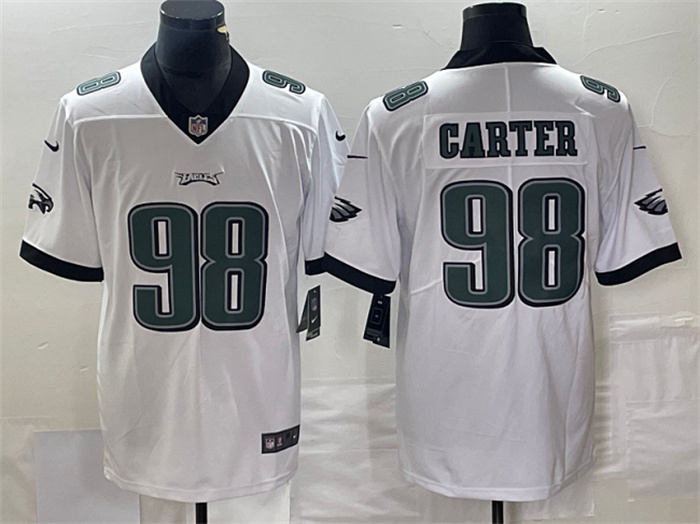 Personalized Men’s Philadelphia Eagles #98 Jalen Carter White Limited Stitched Football Jersey