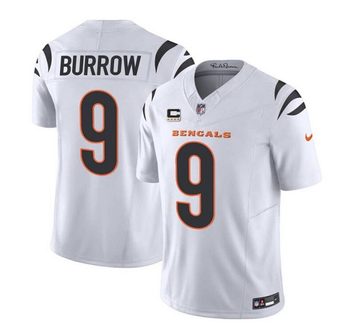 Personalized Men’s Cincinnati Bengals #9 Joe Burrow White 2023 F.U.S.E. With 4-Star C Patch Untouchable Limited Stitched Jersey