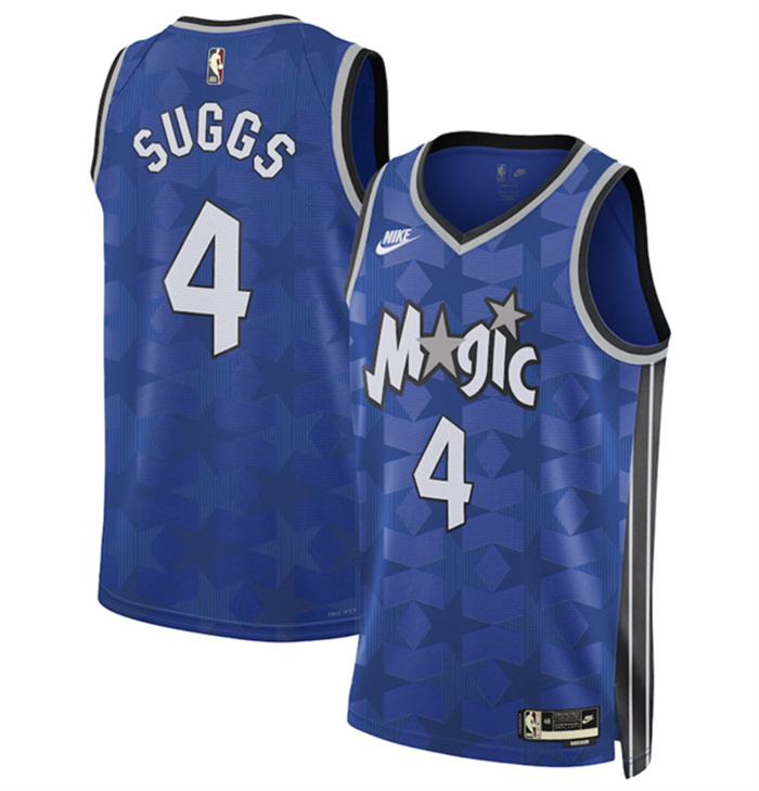 Personalized Men’s Orlando Magic #4 Jalen Suggs Blue 2023 24 Classic Edition Stitched Basketball Jersey