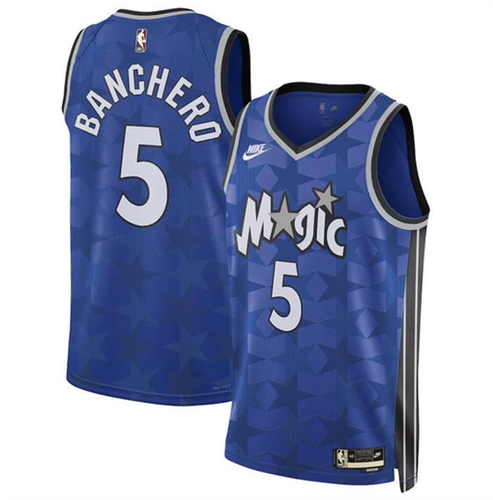 Personalized Men’s Orlando Magic #5 Paolo Banchero Blue 2023 24 Classic Edition Stitched Basketball Jersey