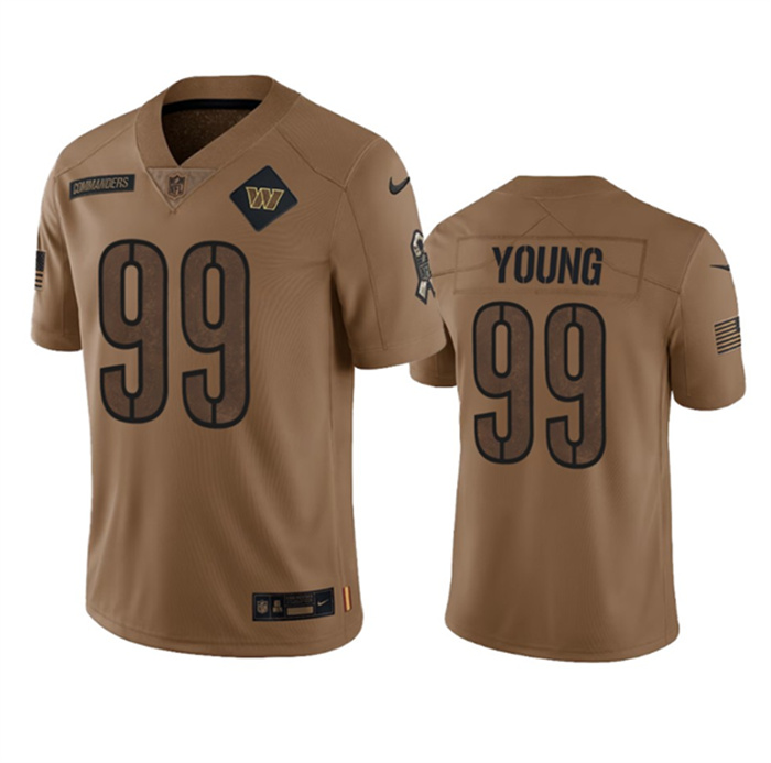 Personalized Men’s Washington Commanders #99 Chase Young 2023 Brown Salute To Service Limited Stitched Football Jersey