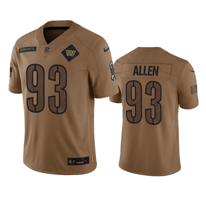 Personalized Men’s Washington Commanders #93 Jonathan Allen 2023 Brown Salute To Service Limited Stitched Football Jersey