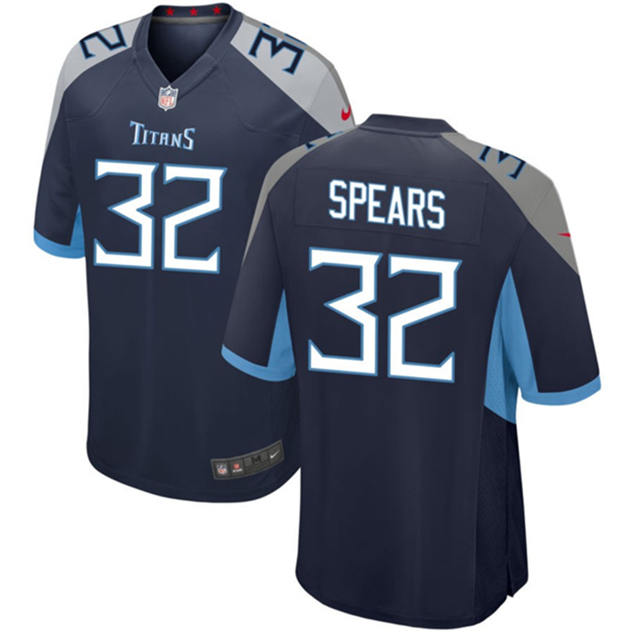 Personalized Men’s Tennessee Titans #32 Tyjae Spears Navy Stitched Game Football Jersey