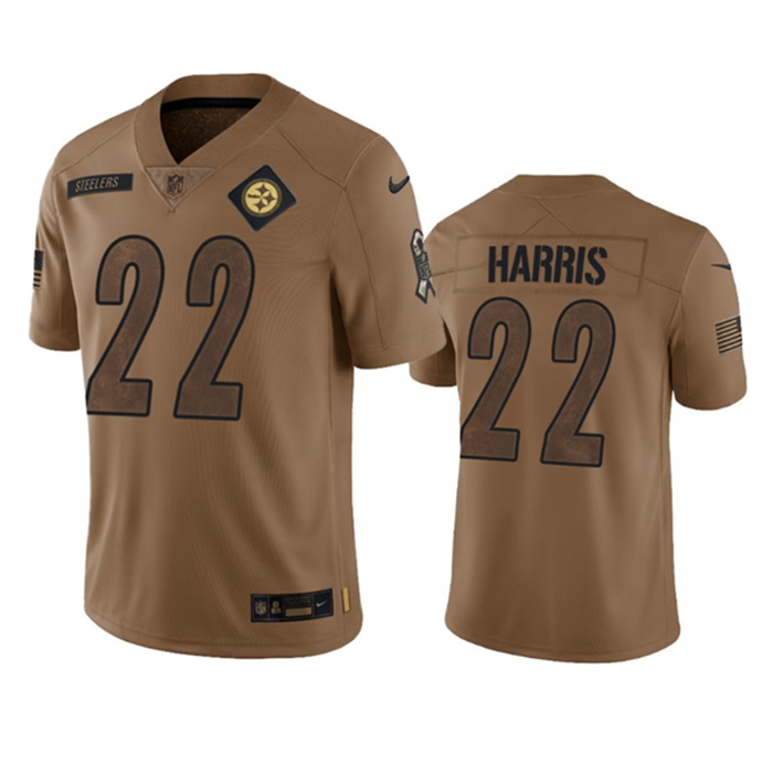 Personalized Men’s Pittsburgh Steelers #22 Najee Harris 2023 Brown Salute To Service Limited Jersey