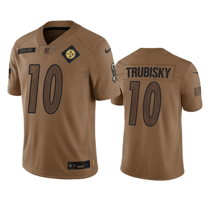 Personalized Men’s Pittsburgh Steelers #10 Mitch Trubisky 2023 Brown Salute To Service Limited Jersey