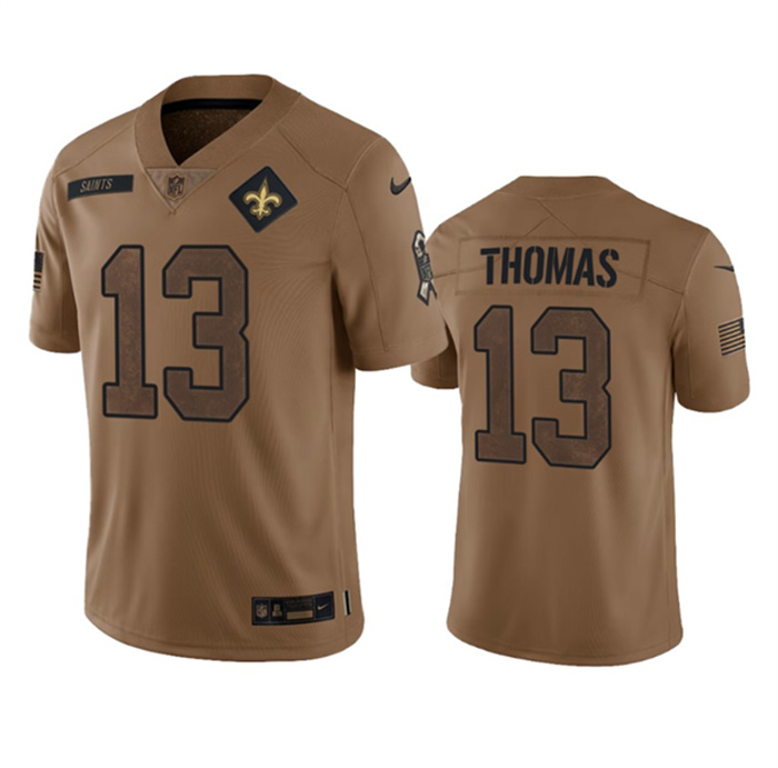 Personalized Men’s New Orleans Saints #13 Michael Thomas 2023 Brown Salute To Service Limited Limited Stitched Jersey