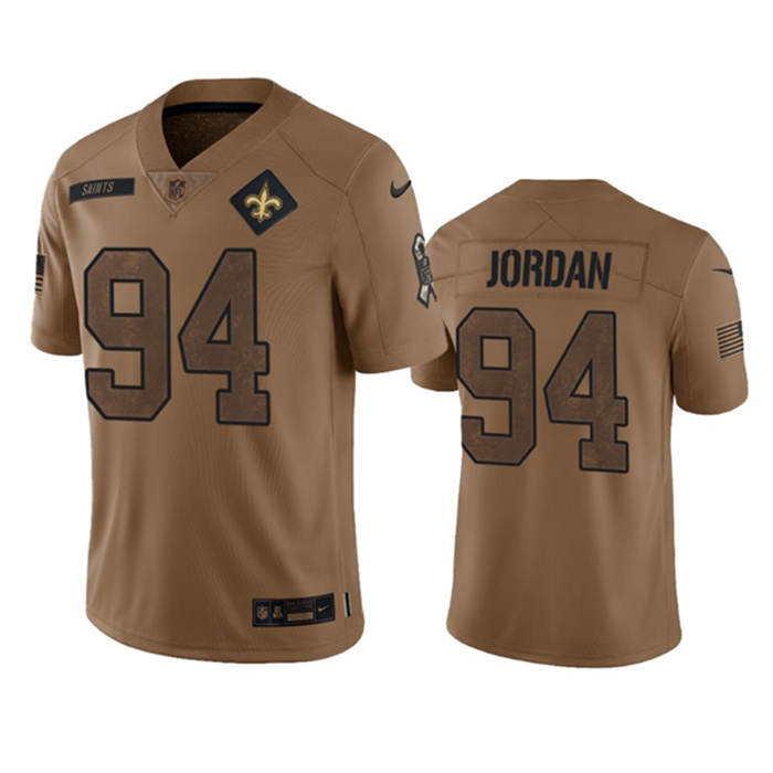 Personalized Men’s New Orleans Saints #94 Cameron Jordan 2023 Brown Salute To Service Limited Limited Stitched Jersey