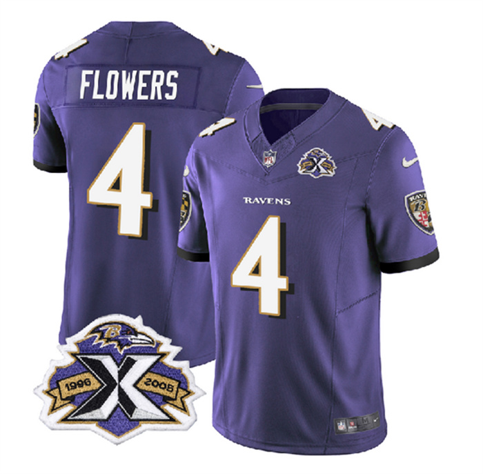 Personalized Men’s Baltimore Ravens #4 Zay Flowers Purple 2023 F.U.S.E With Patch Throwback Limited Jersey