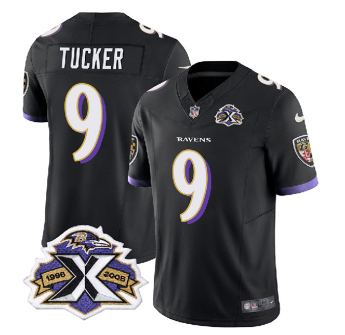 Personalized Men’s Baltimore Ravens #9 Justin Tucker Black 2023 F.U.S.E With Patch Throwback Limited Jersey