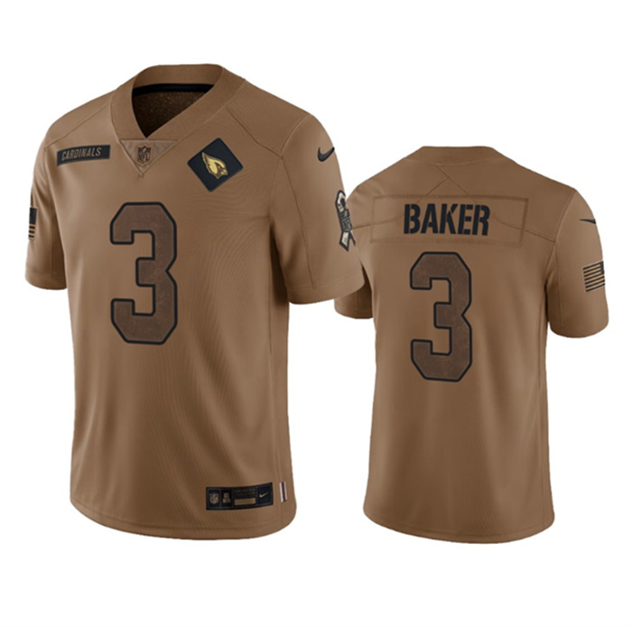 Personalized Men’s Arizona Cardinals #3 Budda Baker 2023 Brown Salute To Service Limited Stitched Football Jersey