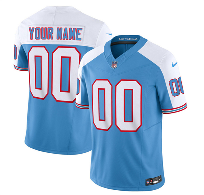 Personalized Men’s Tennessee Titans Active Player Blue White 2023 F.U.S.E. Limited Throwback Stitched Football Jersey