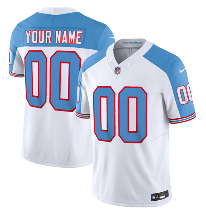 Personalized Men’s Tennessee Titans Active Player White Blue 2023 F.U.S.E. Limited Throwback Stitched Football Jersey