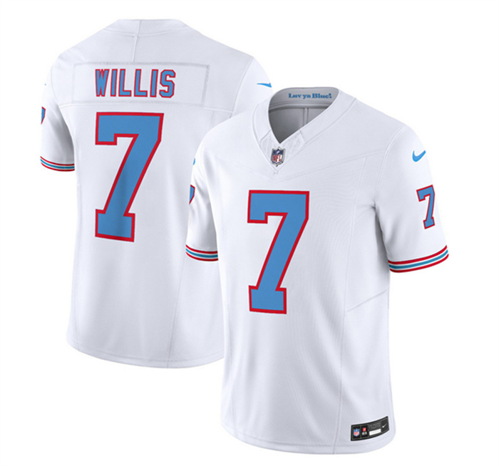 Personalized Men’s Tennessee Titans #7 Malik Willis White 2023 F.U.S.E. Limited Throwback Stitched Football Jersey