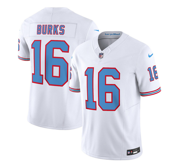 Personalized Men’s Tennessee Titans #16 Treylon Burks White 2023 F.U.S.E. Limited Throwback Stitched Football Jersey