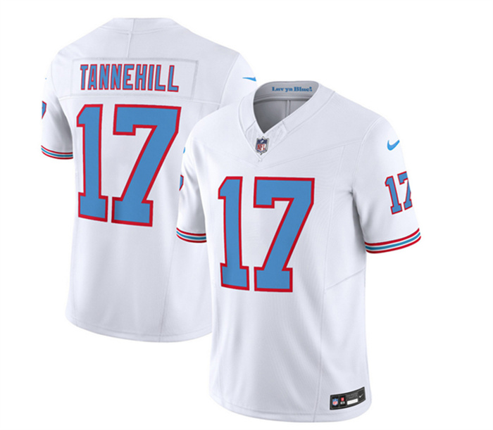 Personalized Men’s Tennessee Titans #17 Ryan Tannehill White 2023 F.U.S.E. Limited Throwback Stitched Football Jersey