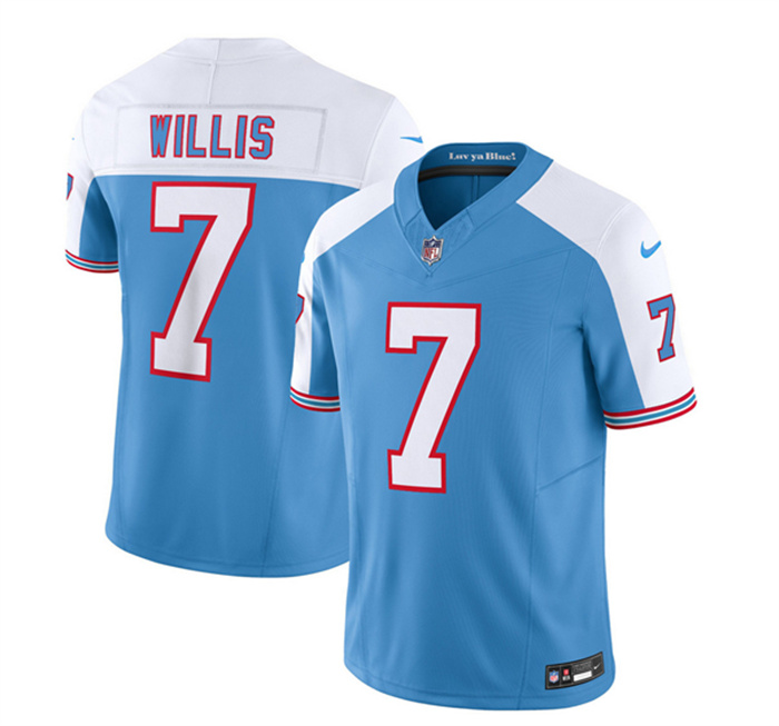Personalized Men’s Tennessee Titans #7 Malik Willis Blue White 2023 F.U.S.E. Limited Throwback Stitched Football Jersey