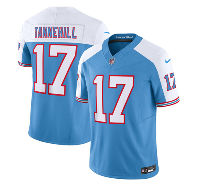 Personalized Men’s Tennessee Titans #17 Ryan Tannehill Blue White 2023 F.U.S.E. Limited Throwback Stitched Football Jersey