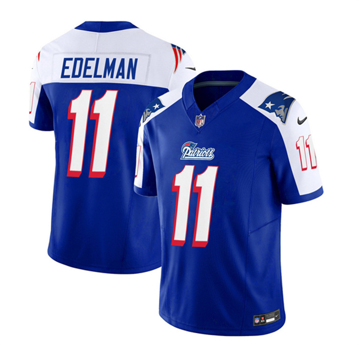 Personalized Men’s New England Patriots #11 Julian Edelman Blue White 2023 F.U.S.E. Limited Stitched Football Jersey