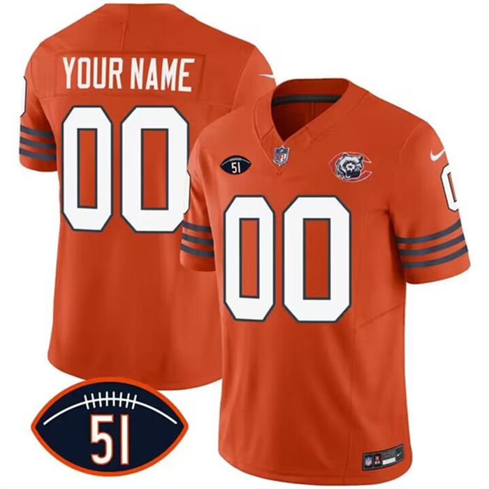 Personalized Men’s Chicago Bears Active Player 2023 F.U.S.E. Orange Dick Butkus Patch Throwback Limited Stitched Football Jersey