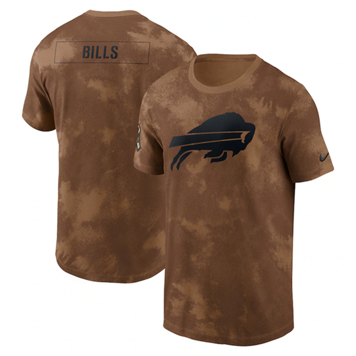 Personalized Men’s Buffalo Bills 2023 Brown Salute To Service Sideline T-Shirt