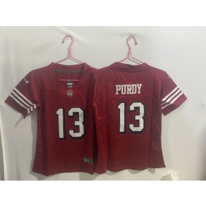 Personalized Youth 49ers 13 Brock Purdy Red Throwback Limited Jersey