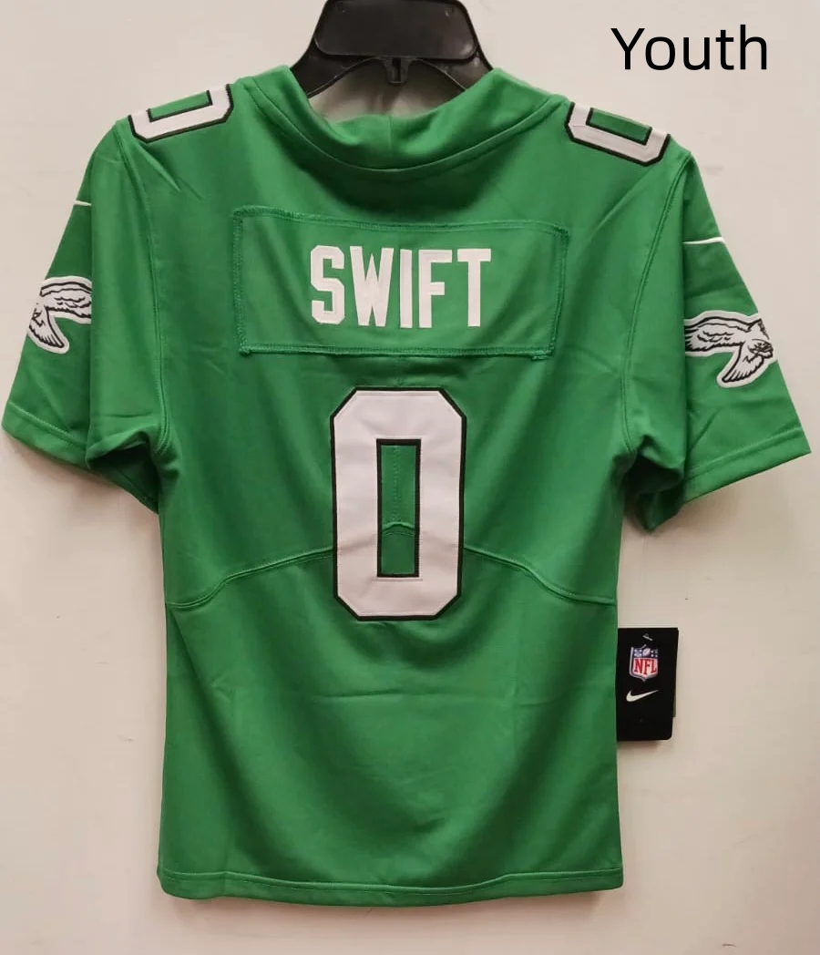 Personalized Youth Philadelphia Eagles D’Andre Swift Kelly Green Jersey