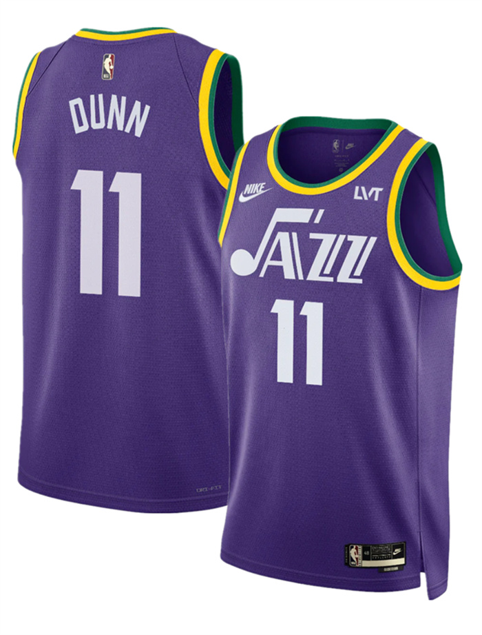 Personalized Men’s Utah Jazz #11 Kris Dunn Purple 2023 Classic Edition Stitched Basketball Jersey
