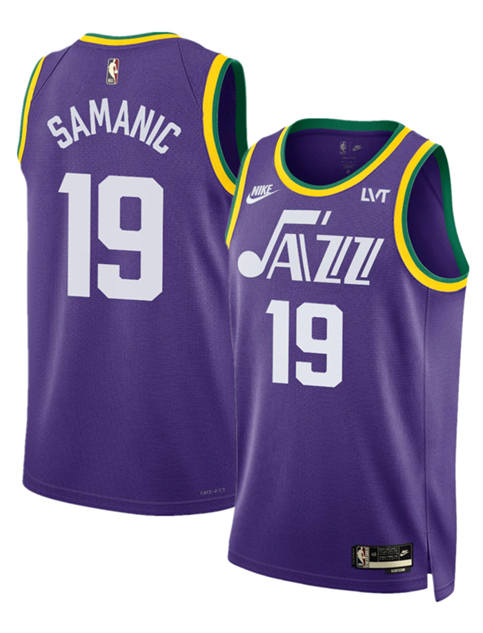 Personalized Men’s Utah Jazz #19 Luka Samanic Purple 2023 Classic Edition Stitched Basketball Jersey