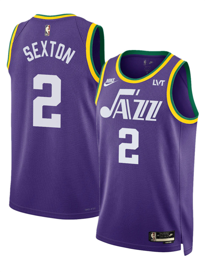 Personalized Men’s Utah Jazz #2 Collin Sexton Purple 2023 Classic Edition Stitched Basketball Jersey