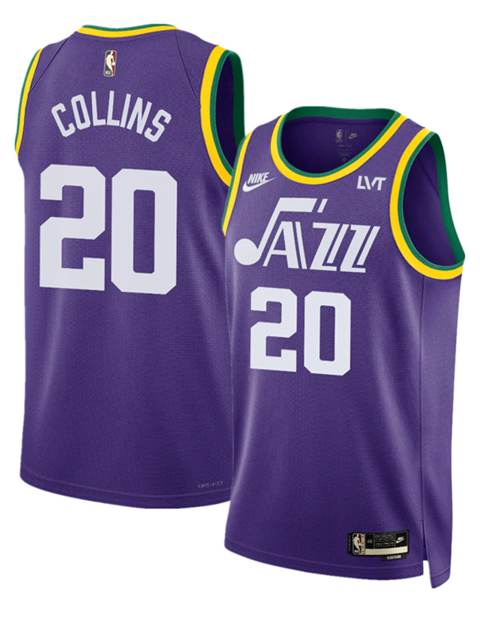 Personalized Men’s Utah Jazz #20 John Collins Purple 2023 Classic Edition Stitched Basketball Jersey
