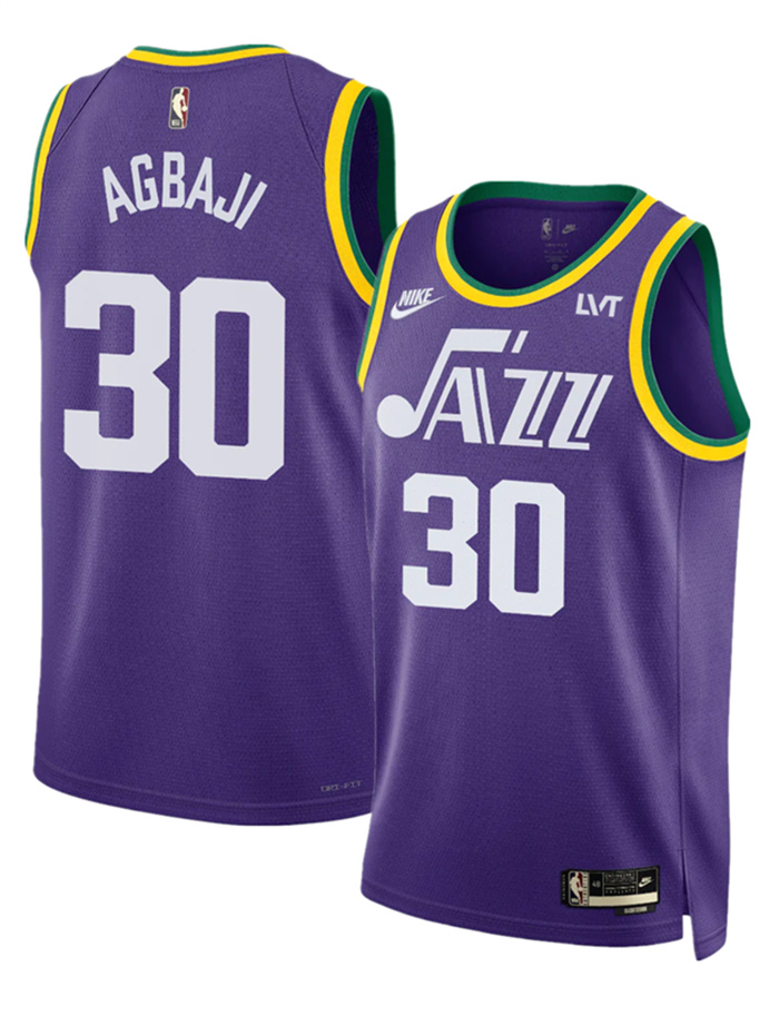 Personalized Men’s Utah Jazz #30 Ochai Agbaji Purple 2023 Classic Edition Stitched Basketball Jersey