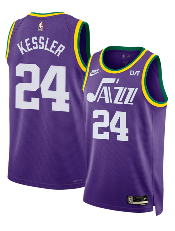 Personalized Men’s Utah Jazz #24 Walker Kessler Purple 2023 Classic Edition Stitched Basketball Jersey