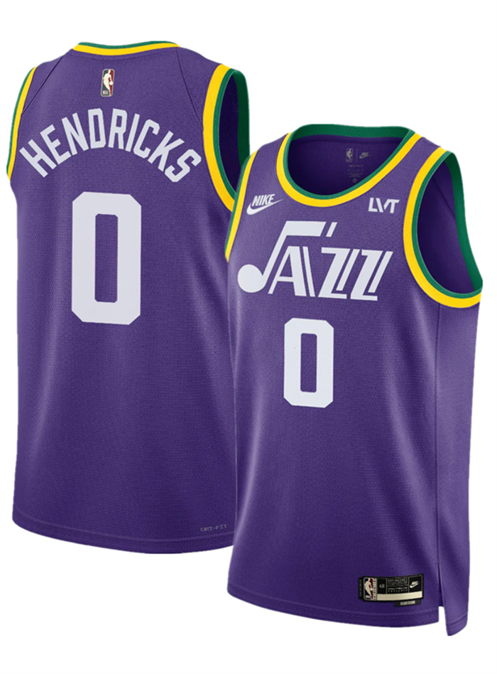 Personalized Men’s Utah Jazz #0 Taylor Hendricks Purple 2023 Classic Edition Stitched Basketball Jersey