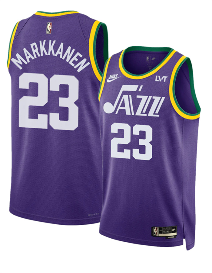 Personalized Men’s Utah Jazz #23 Lauri Markkanen Purple 2023 Classic Edition Stitched Basketball Jersey