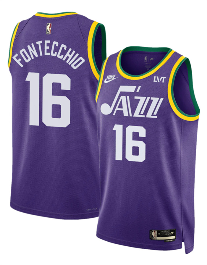 Personalized Men’s Utah Jazz #16 Simone Fontecchio Purple 2023 Classic Edition Stitched Basketball Jersey