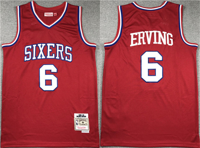 Personalized Men’s Philadelphia 76ers #6 Julius Erving Red Throwback Basketball Jersey