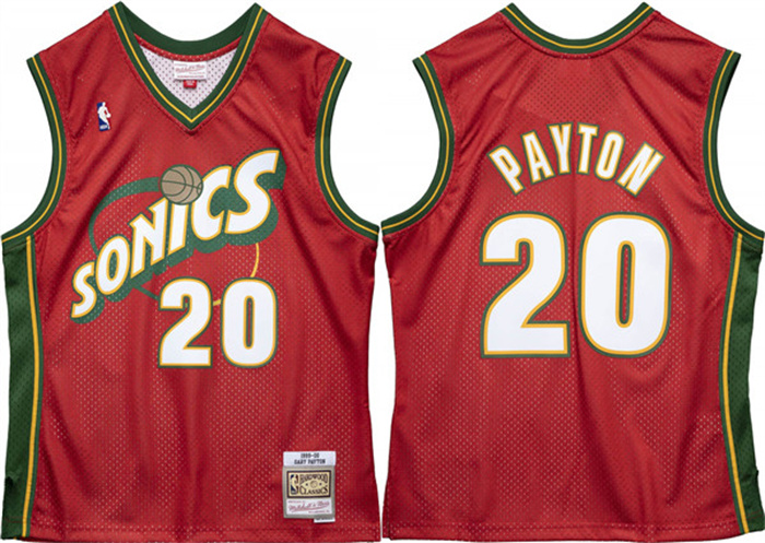 Personalized Men’s Oklahoma City Thunder #20 Gary Payton Red 1995-96 Throwback SuperSonics Stitched Jersey