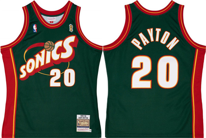 Personalized Men’s Oklahoma City Thunder #20 Gary Payton Green 1995-96 Throwback SuperSonics Stitched Jersey
