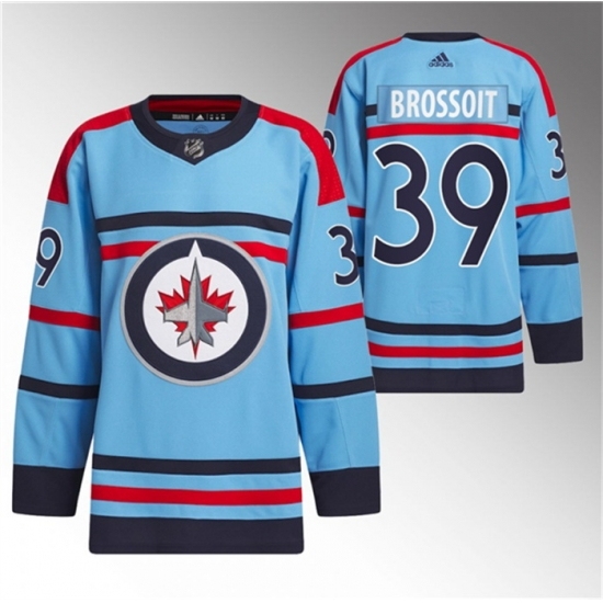 Personalized Men’s Winnipeg Jets #39 Laurent Brossoit Light Blue Anniversary Primegreen Stitched Jersey