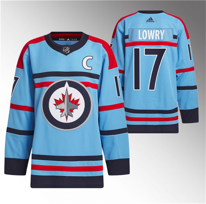Personalized Men’s Winnipeg Jets #17 Adam Lowry Light Blue Anniversary Primegreen Stitched Jersey