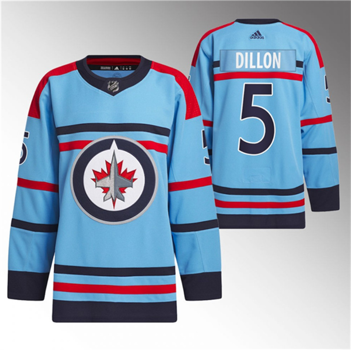 Personalized Men’s Winnipeg Jets #5 Brenden Dillon Light Blue Anniversary Primegreen Stitched Jersey